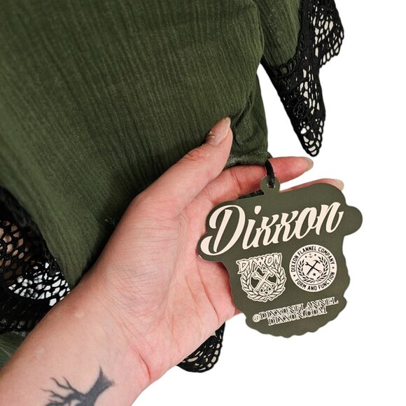 Dixxon NWT Green Black Lace Detail Beach Coverup Layering Sz S/M - Picture 9 of 12